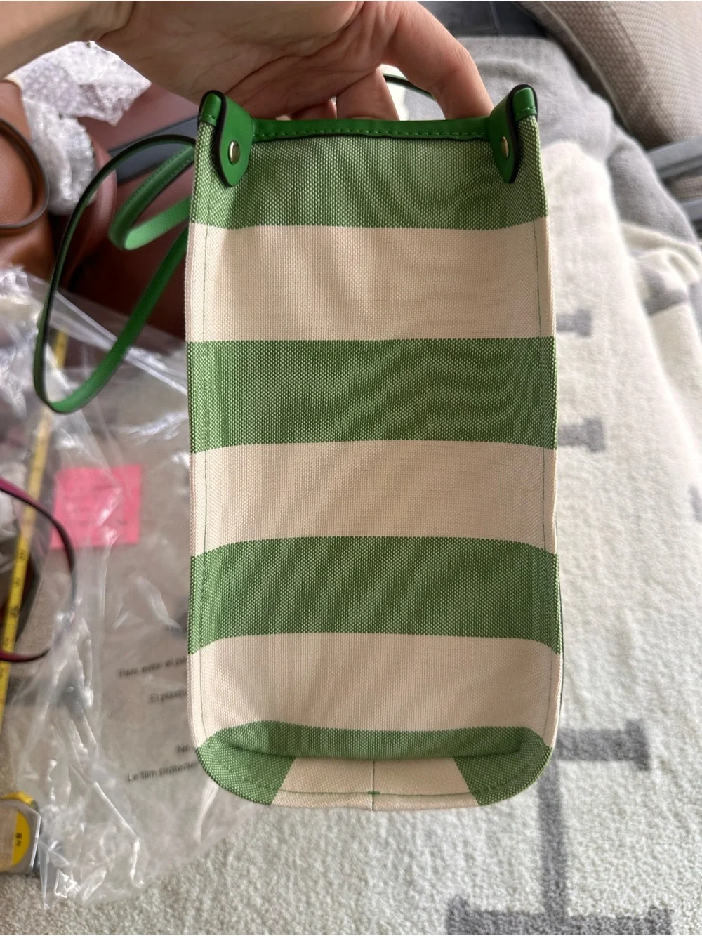Kate Spade Market Cabana Striped Green & White Tote